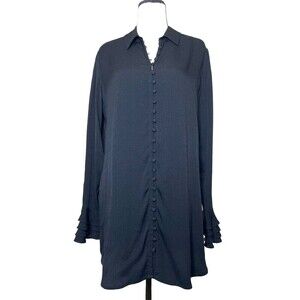 Soft Surroundings Black Poet Tunic Top‎ Shirt Rayon Pleated Cuffs Women Small